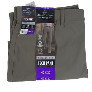 Weatherproof Vintage Mens Tech Pant Straight Fit Tan Water Resistant 40x30 NEW